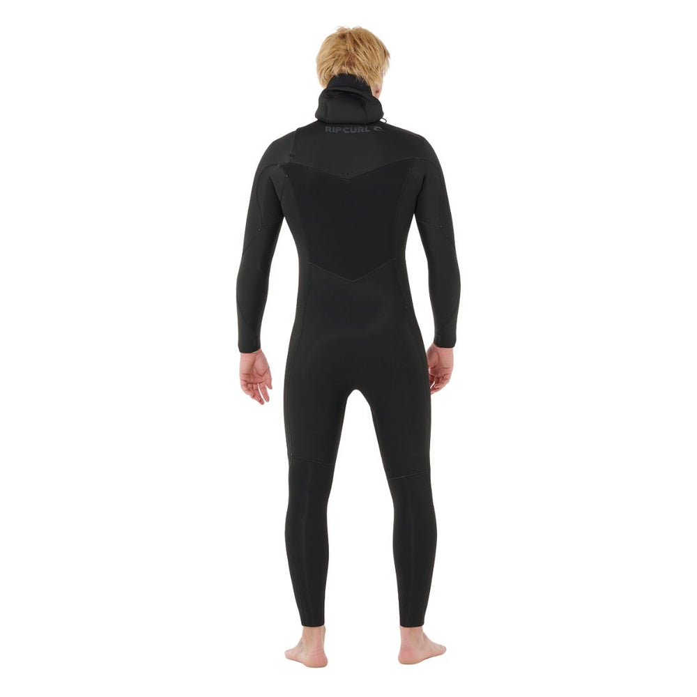 Person wearing a black wetsuit on white background