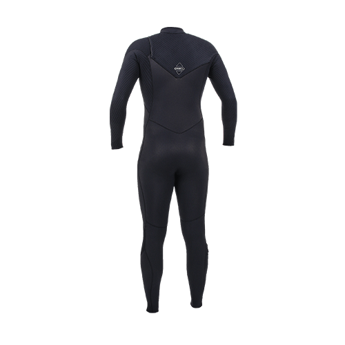 Black O'Neill Hyperfreak 5/4+mm Mens Wetsuit with a Chest Zip. View of the back.