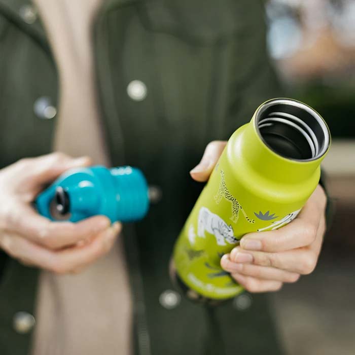 Kid Kanteen isolierte schmale Stahlflasche – 355 ml – Sportkappe