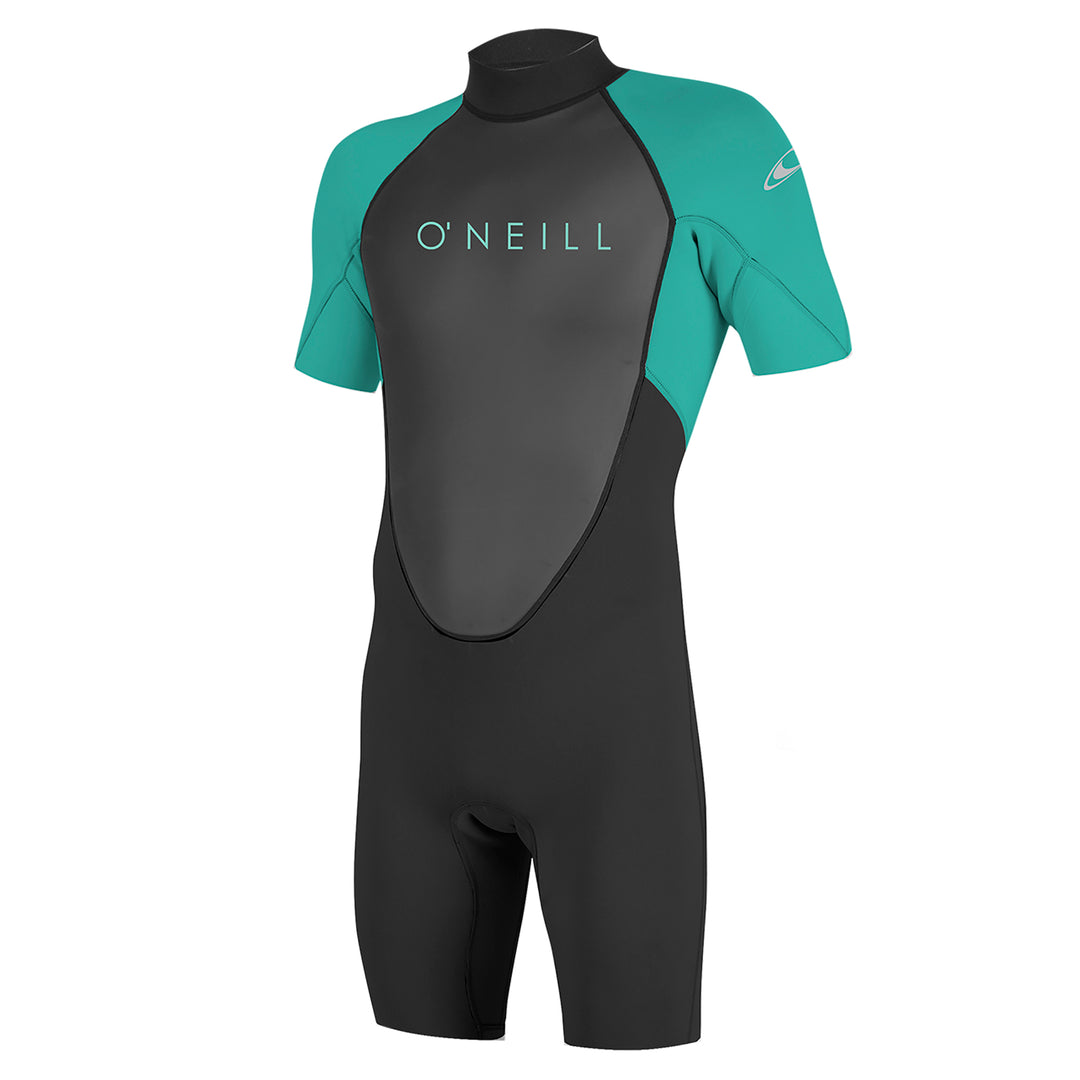 O'Neill Youth Reactor II 2mm Shorty Wetsuit in teal and black. 